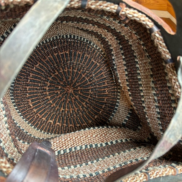 Vintage Brown Woven Leather-Trim Tote - Picture 7 of 11